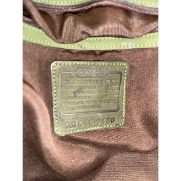 Coach 3460 Green Suede Hobo Shoulder Bag with Brown Leather Strap - Picture 2 of 9